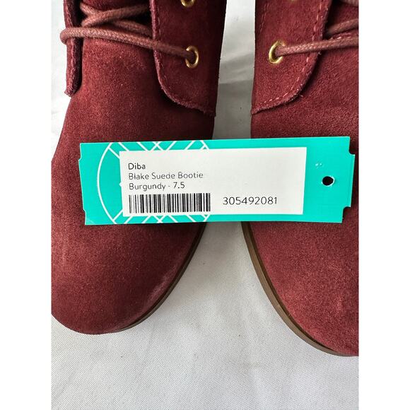 Diba Blake Suede Booties Burgundy Ankle Boot Lace Up Wedges Size 7.5 NWOB - Picture 4 of 5